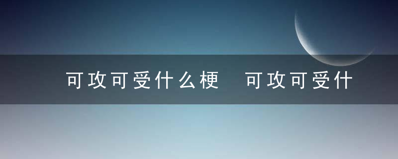 可攻可受什么梗 可攻可受什么意思